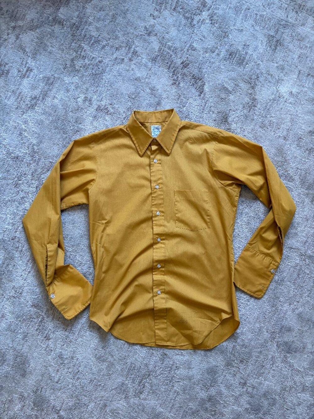 Vintage 1970s Arrow Mustard Yellow Decton Broadcloth Shirt | French Cuffs